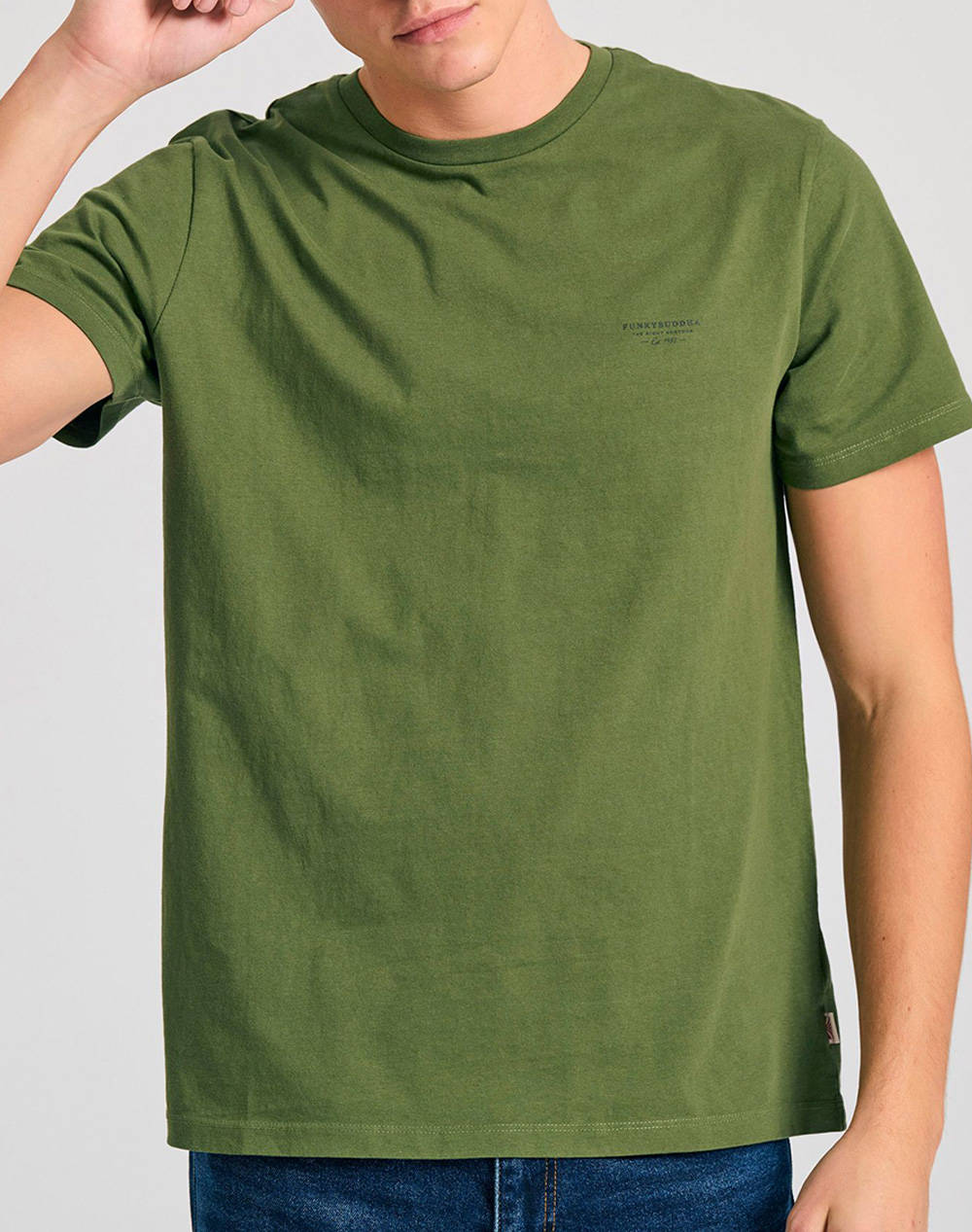 Funky Buddha Men''S Basic Short Sleeve T Shirt Men Clothes T Shirts & Sweatshirts T Shirts Khaki Cotton Fbm011 001 04 Khaki Male T-Shirts Khaki