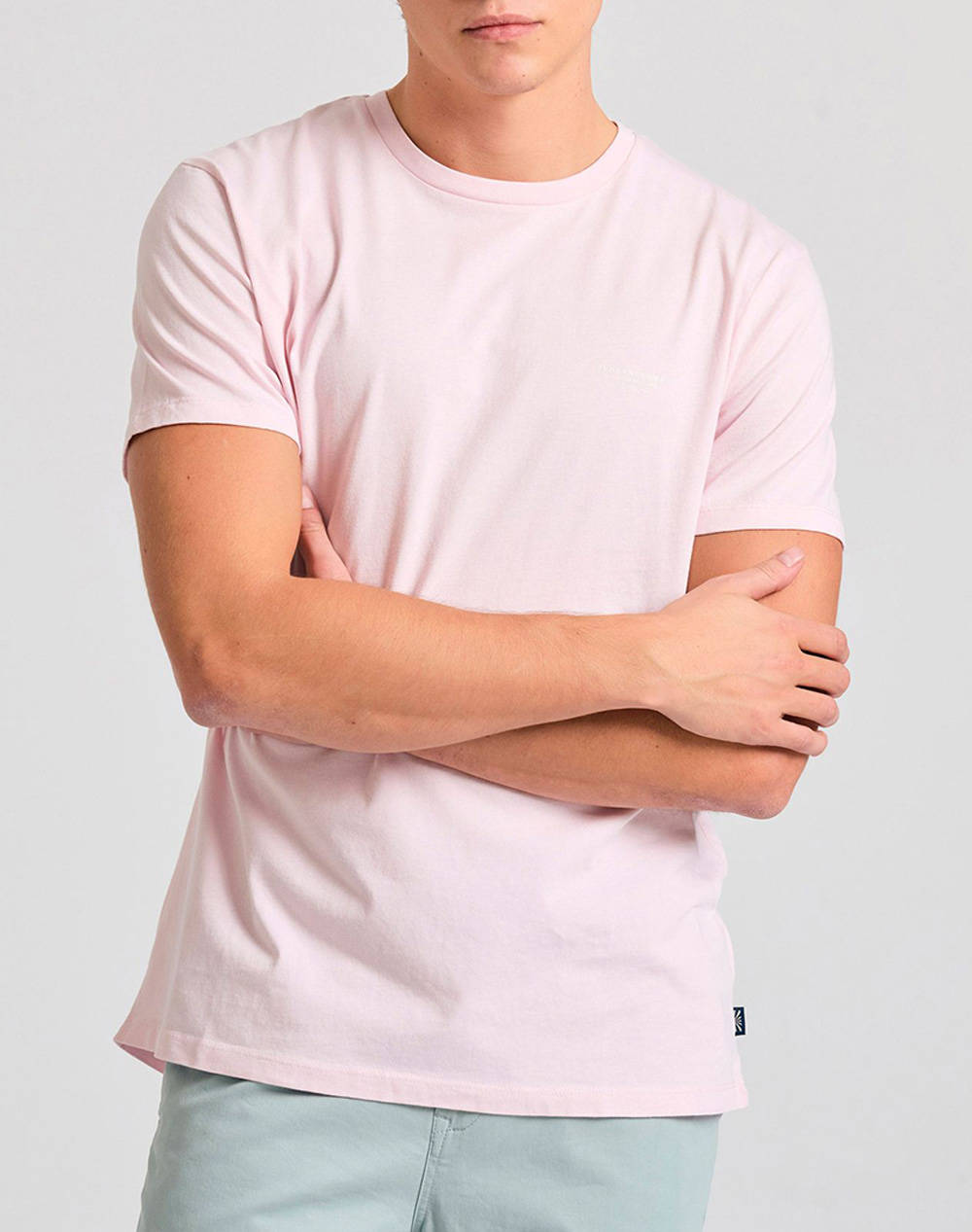 Funky Buddha Men''S Basic Short Sleeve T Shirt Men Clothes T Shirts & Sweatshirts T Shirts Lightpink Cotton Fbm011 001 04 Pink Sorbet Male T-Shirts