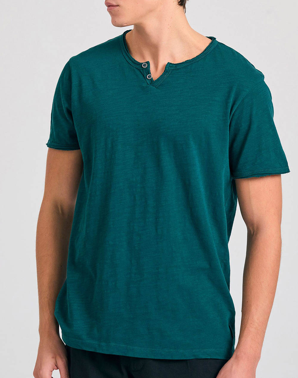 Funky Buddha Men''S Basic Short Sleeve T Shirt Men Clothes T Shirts & Sweatshirts T Shirts Petrol Cotton Fbm011 004 04 Dark Sea Male T-Shirts