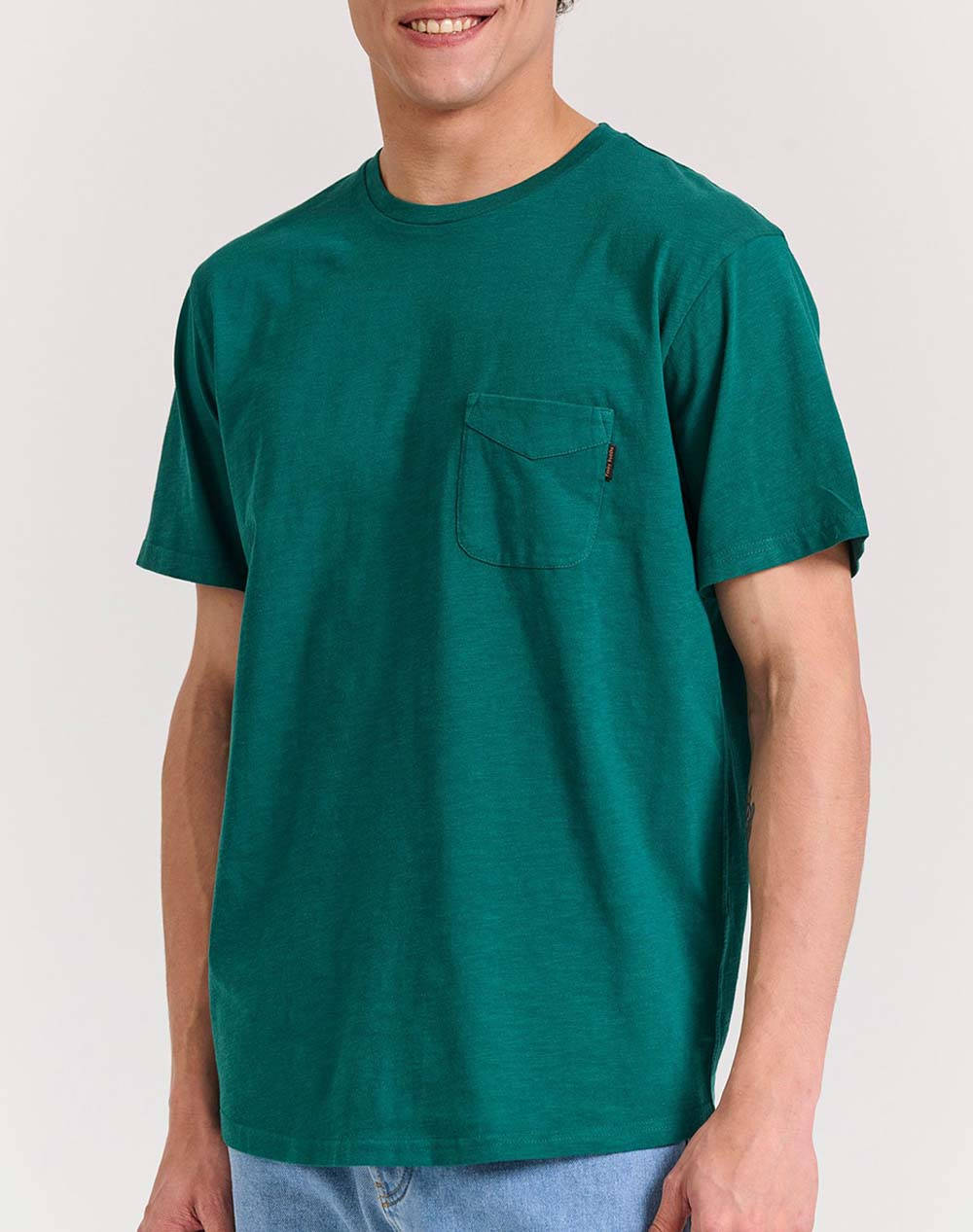 Funky Buddha Men''S Basic Short Sleeve T Shirt Men Clothes T Shirts & Sweatshirts T Shirts Darkgreen Cotton Fbm011 006 04 Deep Emerald Male T-Shirts