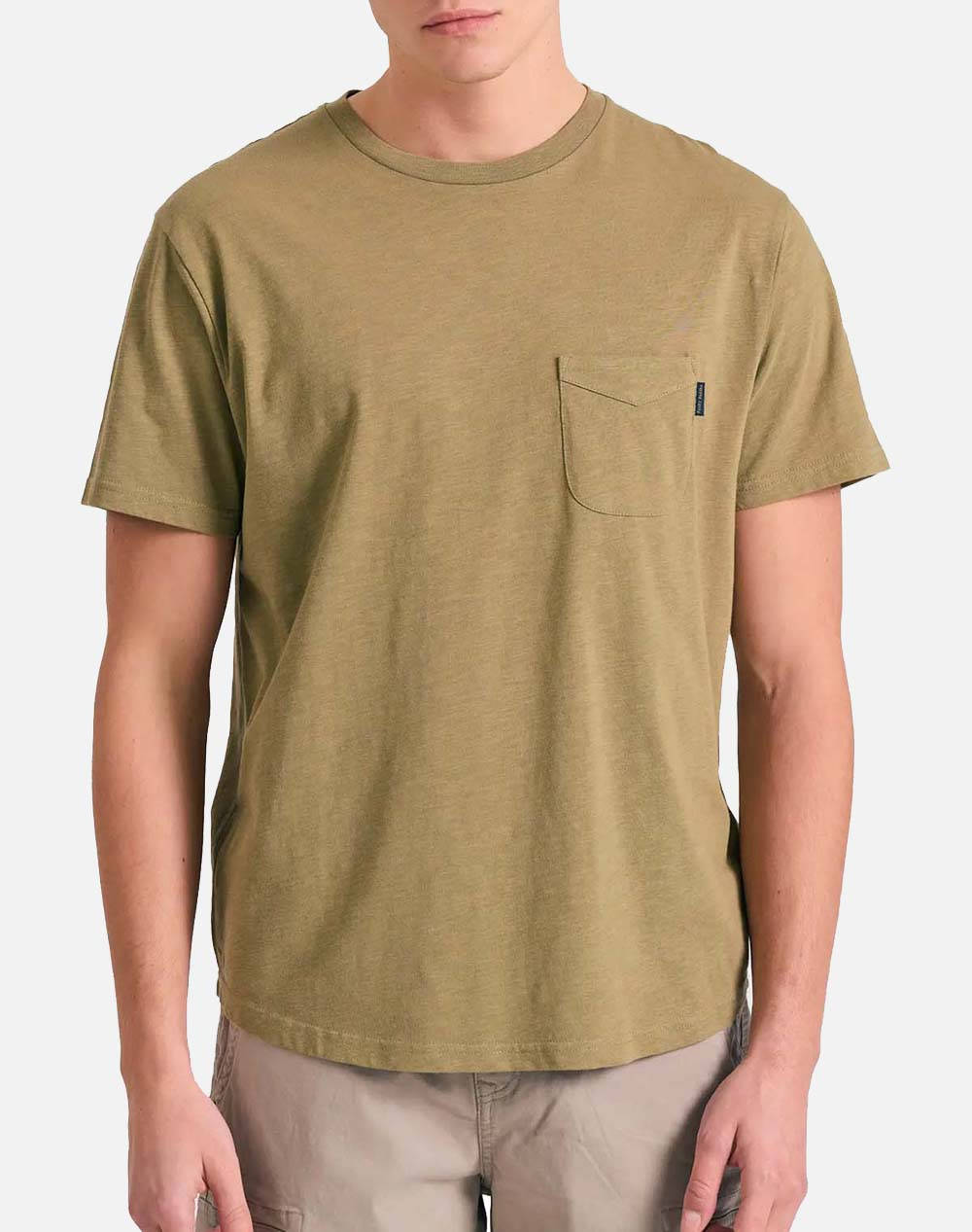 Funky Buddha Men''S Basic Short Sleeve T Shirt Men Clothes T Shirts & Sweatshirts T Shirts Olive Cotton Fbm011 006 04 Oregano Male T-Shirts