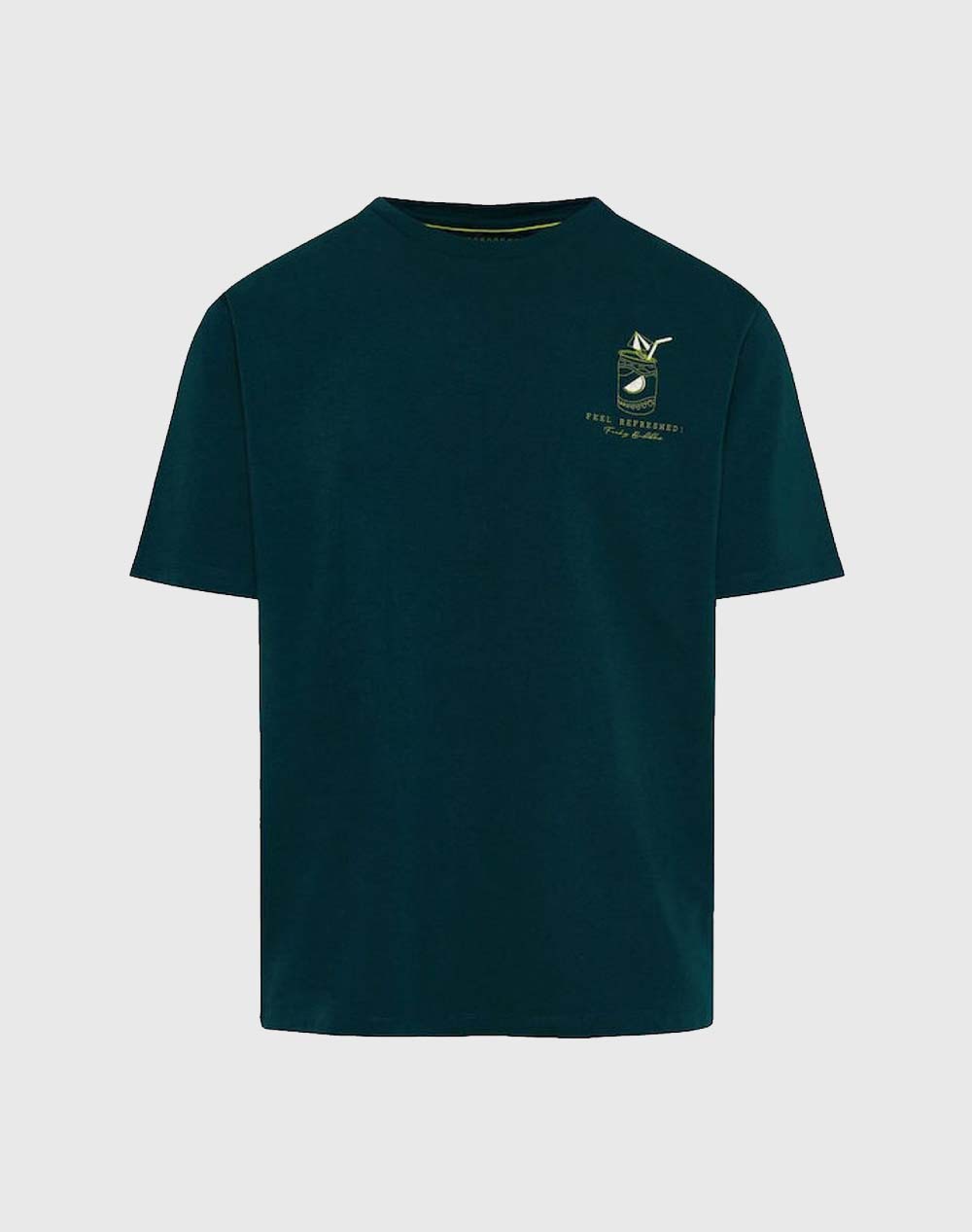 Funky Buddha Men''S Short Sleeve T Shirt With Print Men Clothes T Shirts & Sweatshirts T Shirts Darkgreen Cotton Fbm011 060 04 Dark Sea Male T-Shirts