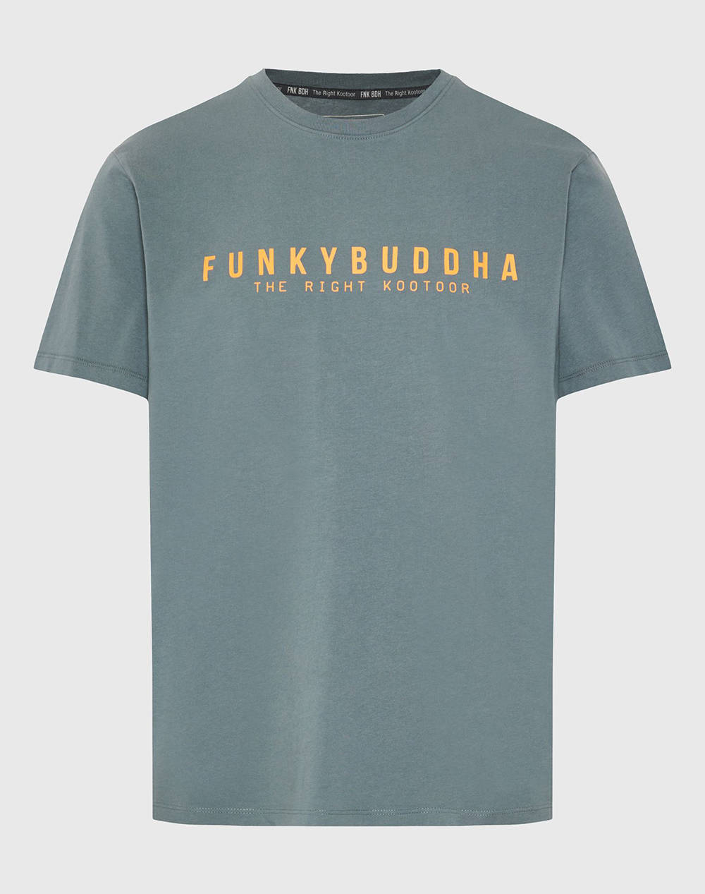 Funky Budha Men''S Short Sleeve T Shirt With Print Men Clothes T Shirts & Sweatshirts T Shirts Gray Cotton Fbm011 011 04 Steel Grey Male T-Shirts