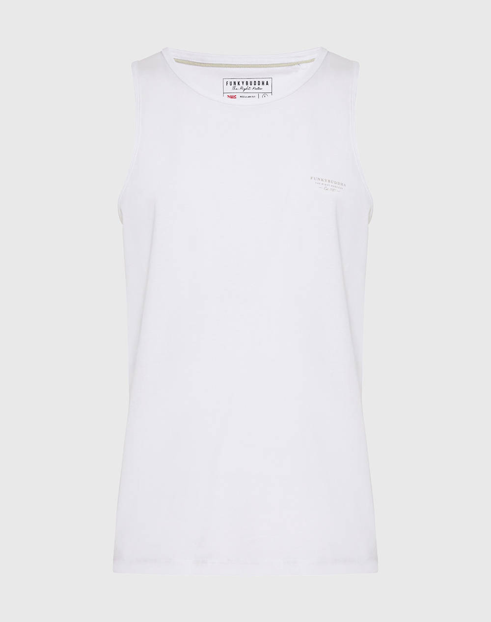 Funky Buddha Men''S Sleeveless T Shirt Men Clothes T Shirts & Sweatshirts T Shirts White Cotton Fbm011 003 04 White Male T-Shirts