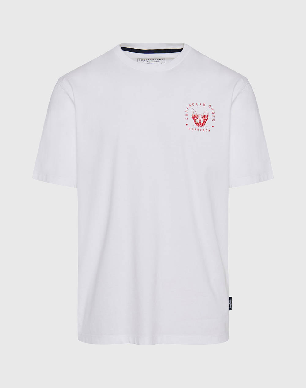 Funky Buddha Men''S Short Sleeve T Shirt With Print Men Clothes T Shirts & Sweatshirts T Shirts White Cotton Fbm011 334 04 White Male T-Shirts