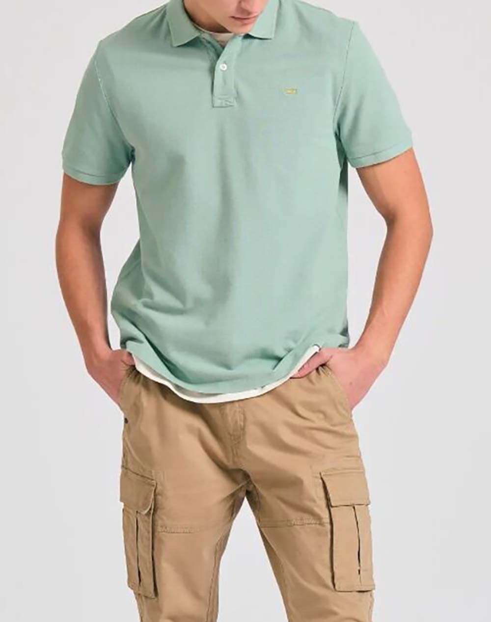 Funky Buddha Men''S Polo Collar Shirt Men Clothes T Shirts & Sweatshirts Polo Mintgreen Cotton Fbm011 001 11 Sage Green Male Polo Green