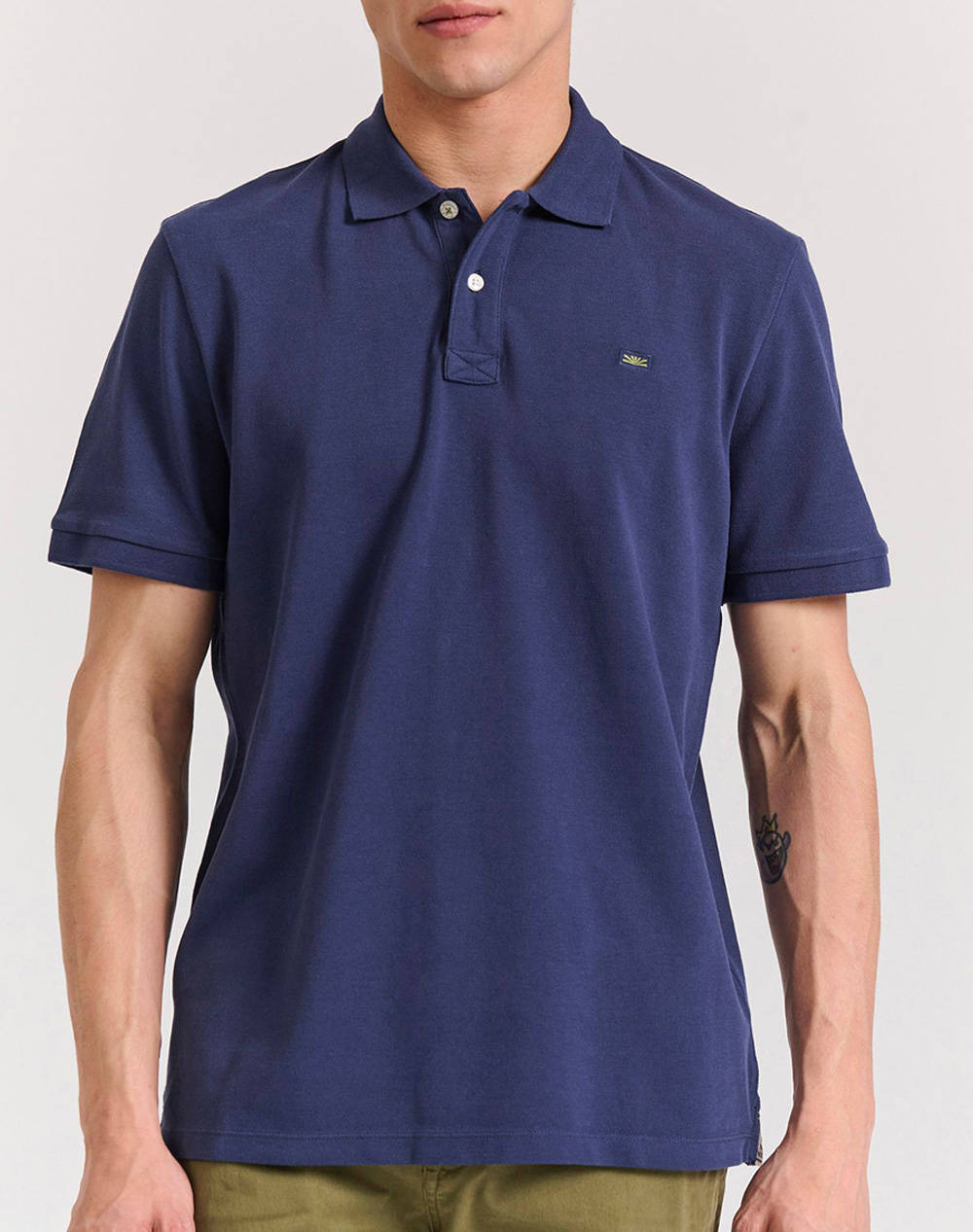Funky Buddha Men''S Polo Collar Shirt Men Clothes T Shirts & Sweatshirts Polo Navyblue Cotton Fbm011 001 11 Navy Male Polo Blue