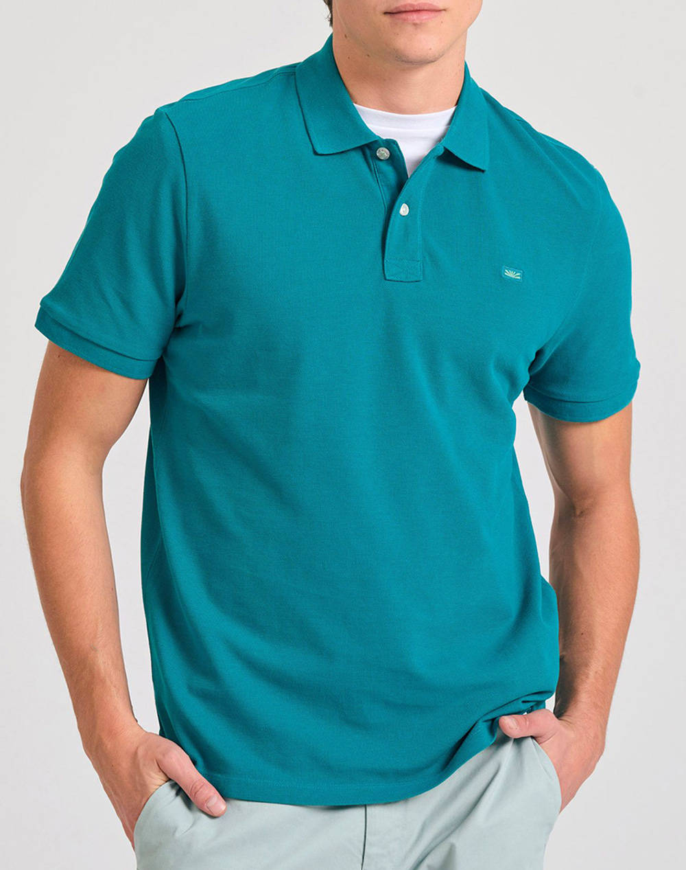 Funky Buddha Men''S Polo Collar Shirt Men Clothes T Shirts & Sweatshirts Polo Turquoise Cotton Fbm011 001 11 Peacock Male Polo