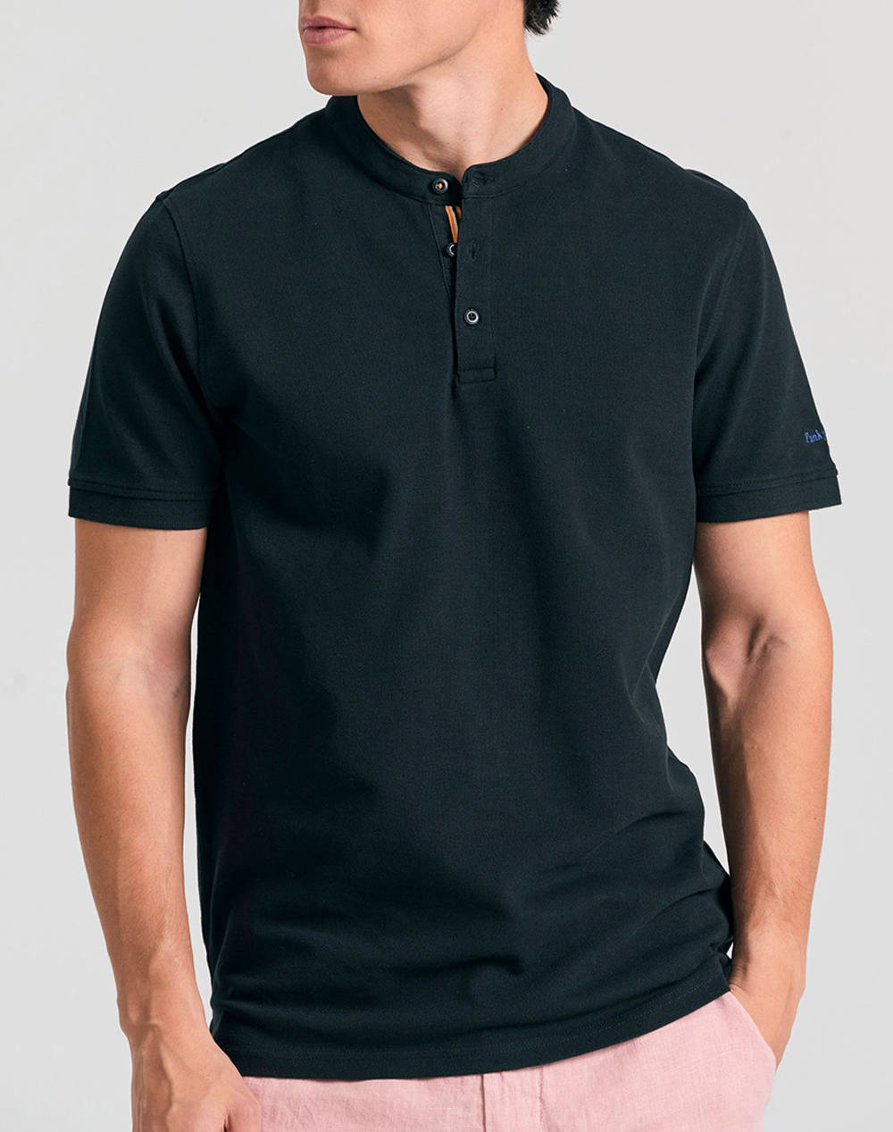 Funky Budha Men''S Polo Collar Shirt Men Clothes T Shirts & Sweatshirts Polo Black Cotton Fbm011 005 11 Black Male Polo Black