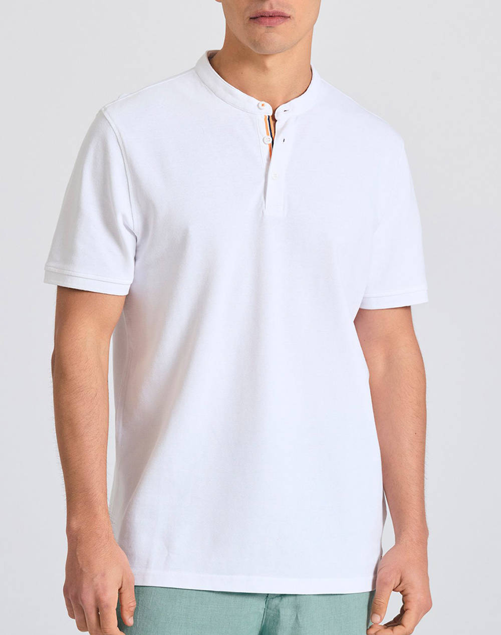 Funky Budha Men''S Polo Collar Shirt Men Clothes T Shirts & Sweatshirts Polo White Cotton Fbm011 005 11 White Male Polo