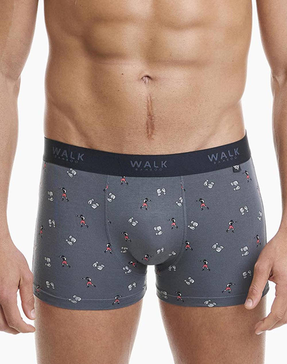 Walk Men''S Bamboo Boxers With Boxing Pattern Men Underwear Briefs Boxer Briefs Gray Elastic,Synthetic W1770 69 Multi Male Boxer Briefs