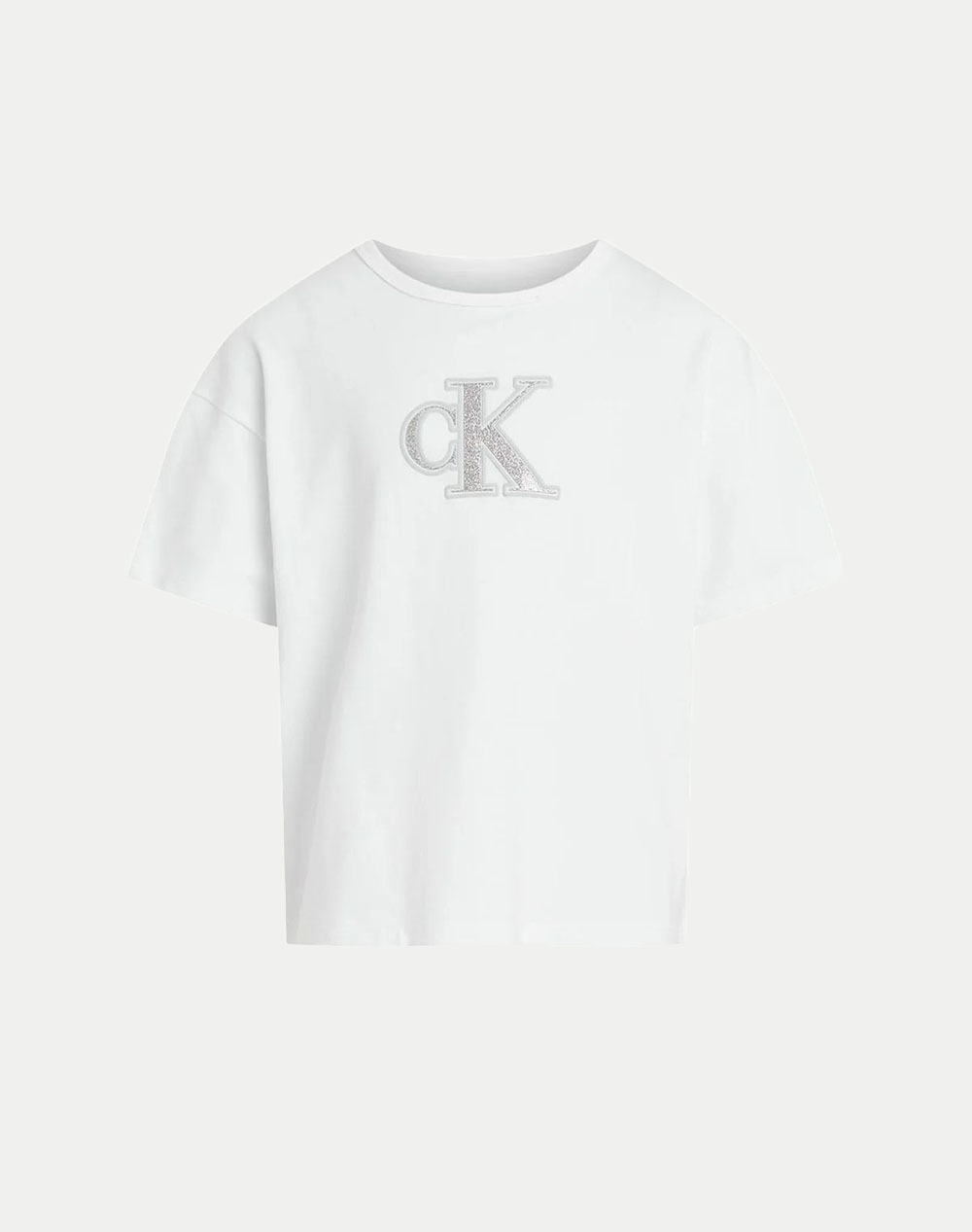 Calvin Klein Metallic Ck T Shirt Kids Girl Clothes Shirts White Cotton Ig0Ig02863 8Y 16Y Yaf Female Shirts