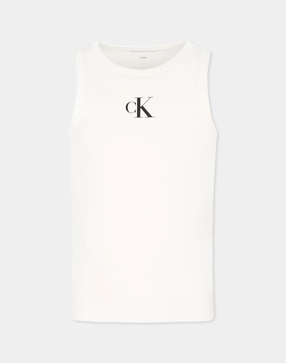 Calvin Klein Jeans Ck Logo Tank Top Kids Girl Clothes Shirts White Cotton,Elastic Ig0Ig02435 8Y 16Y Yaf Female Shirts