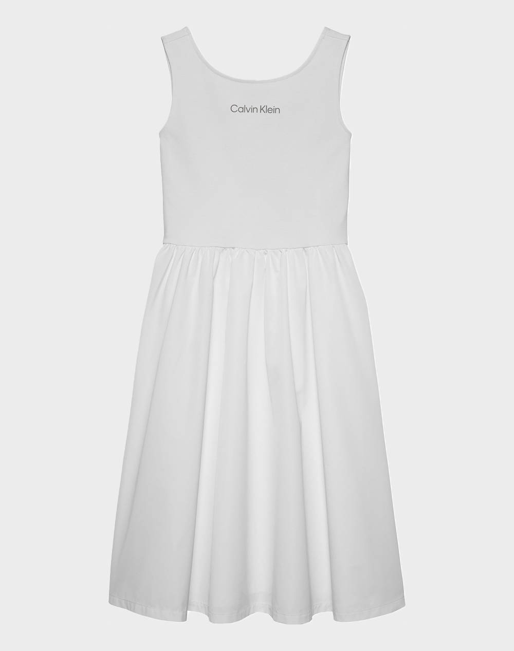 Calvin Klein Jeans Back Detail Punto Dress Kids Girl Clothes Dresses White Viscose,Elastic,Synthetic Ig0Ig02908 8Y 16Y Yaf Female Dresses