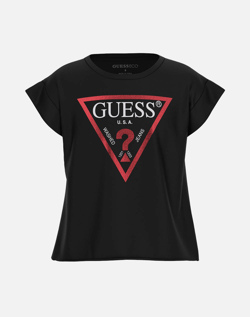 Guess Cropped Ss Tshirt_Core Kids Girl Kids Girl Clothes Shirts Jetblack Cotton,Elastic J81I15J1311 Jblk Female Shirts Black