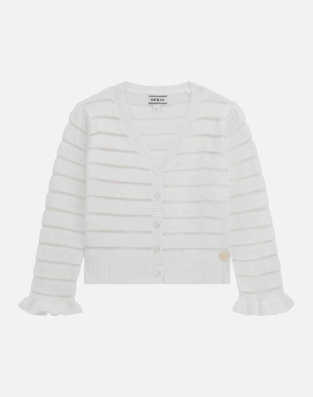 Guess Ls Cardigan Knitted Kids Girl Kids Girl Clothes Cardigans White Cotton,Synthetic K5Rr04Z3M20 G011 Female Cardigans