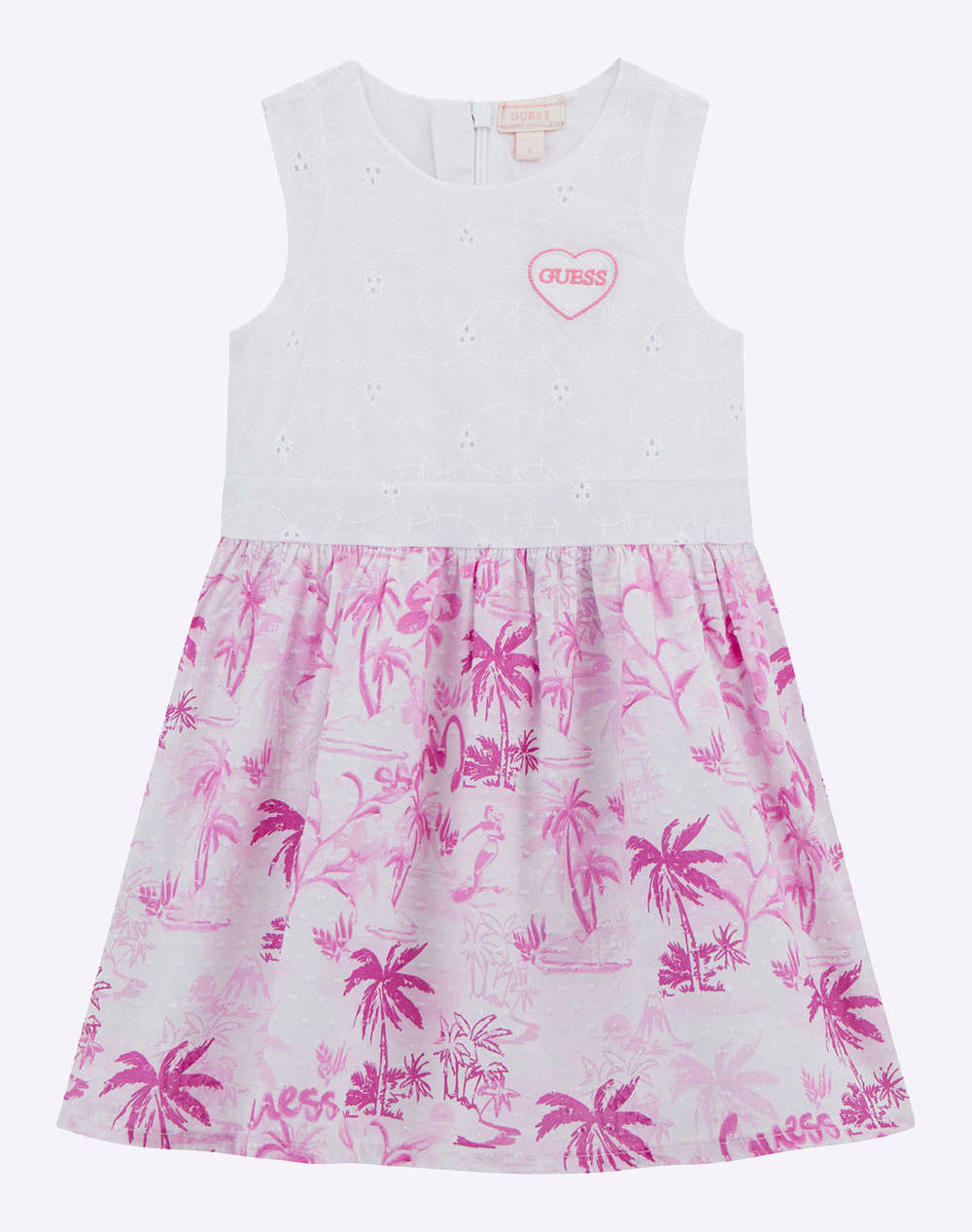 Guess Mixed Fabric Ss Dress Sangallo Muslin Grapes Cotton Dress Kids Girl Kids Girl Clothes Dresses Multi Cotton K5Gk26Wh710 G011 Female Dresses