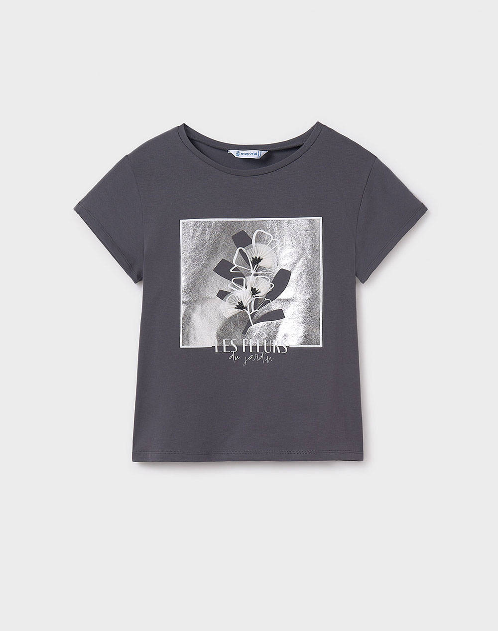 Mayoral Embroidered Short Sleeve Shirt Kids Girl Clothes Shirts Darkslategrey Cotton 06020 066 Female Shirts