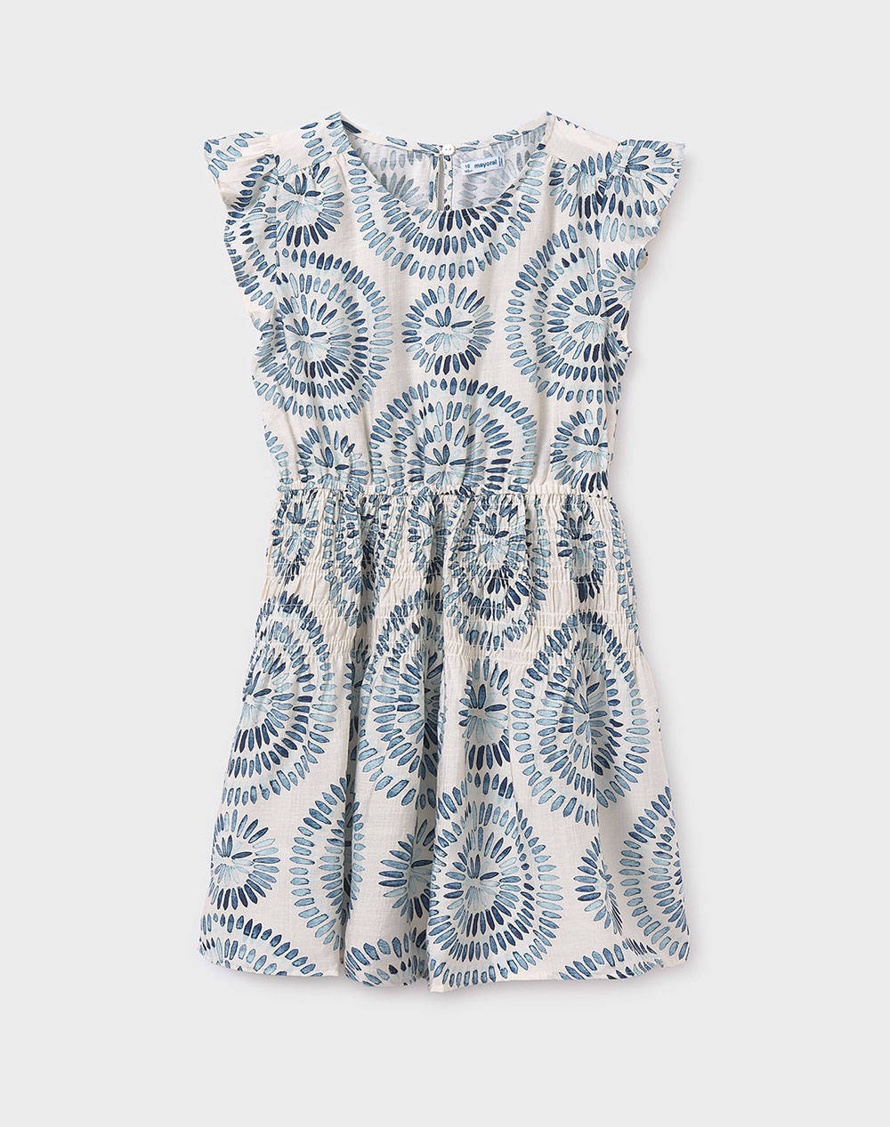 Mayoral Printed Viscose Dress Kids Girl Clothes Dresses Blue Viscose,Elastic 06975 021 Female Dresses Blue