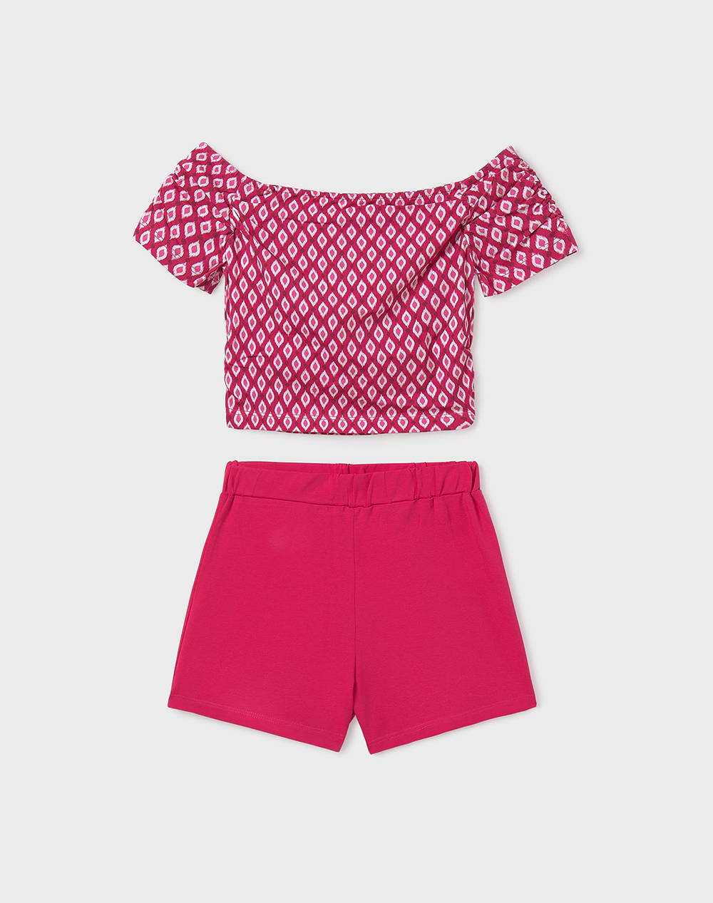 Mayoral Printed Shorts Set Kids Girl Clothes Sets Deeppink Cotton,Elastic 06293 051 Female Sets