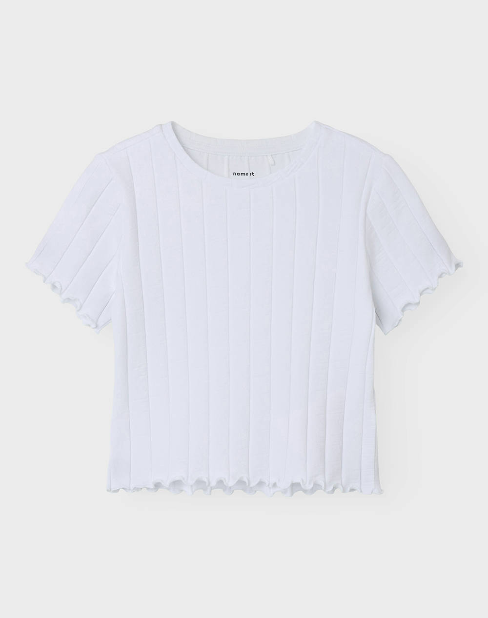 Name It Nkfnoralina Ss Crop Top Noos Kids Girl Clothes Shirts White Cotton,Elastic 13231024 Bright White Female Shirts