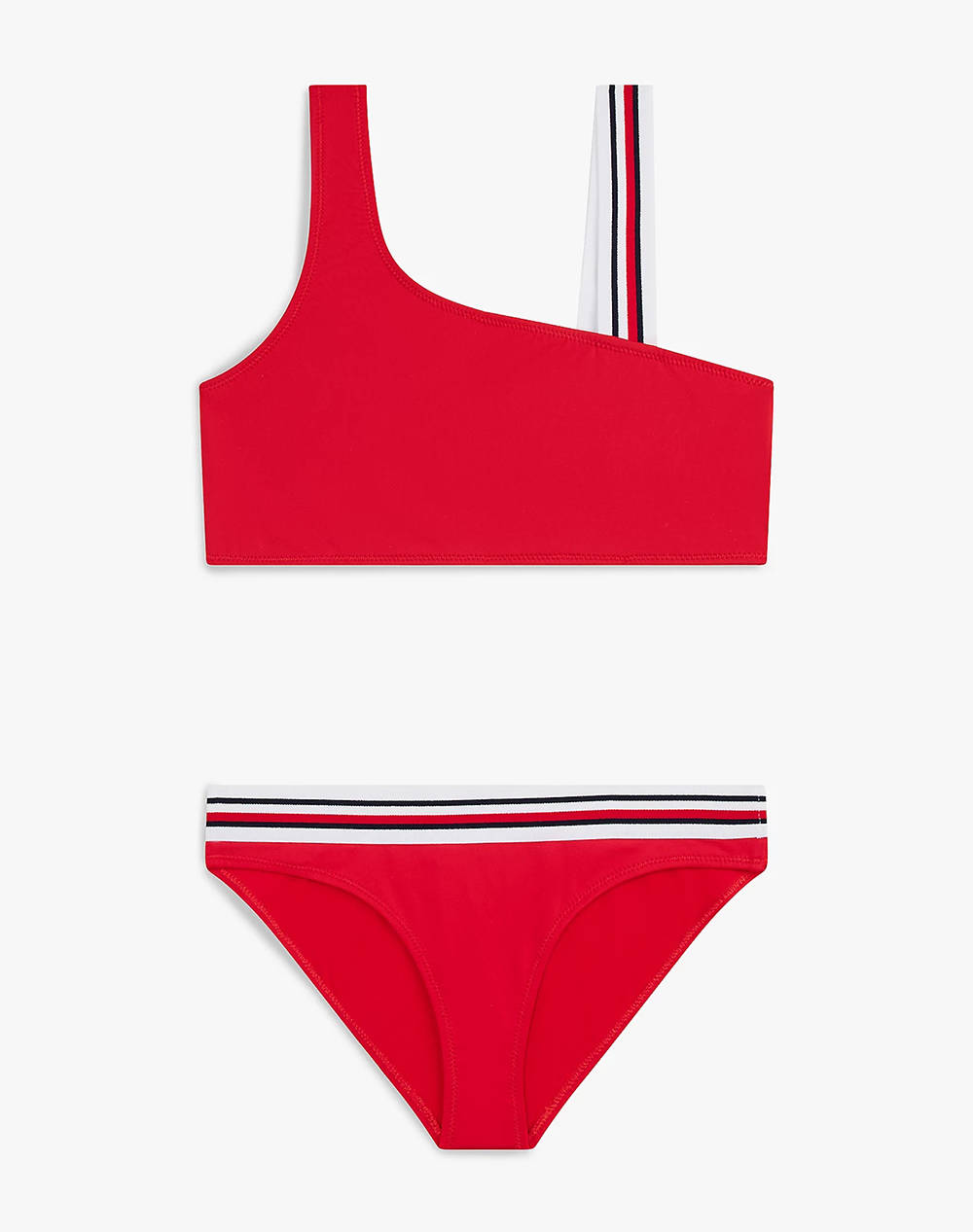 Tommy Hilfiger One Shoulder Bikini Set Kids Girl Underwear Swimwear Red Elastic,Synthetic Ug0Ug00805 Xlg Female Swimwear