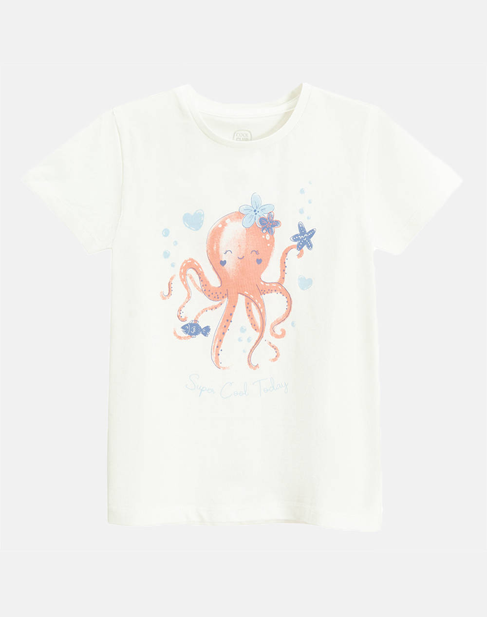 Cool Club Short Sleeve Top Girl (2 8) Kids Girl Clothes Shirts White Cotton Ccg3011754 White Female Shirts