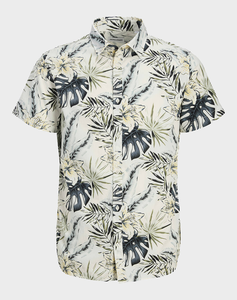Jack&Jones Jjhawaii Aop Shirt Ss Jnr Kids Boy Clothes Shirts Mixed Cotton 12269273 Cloud Dancer Male Shirts