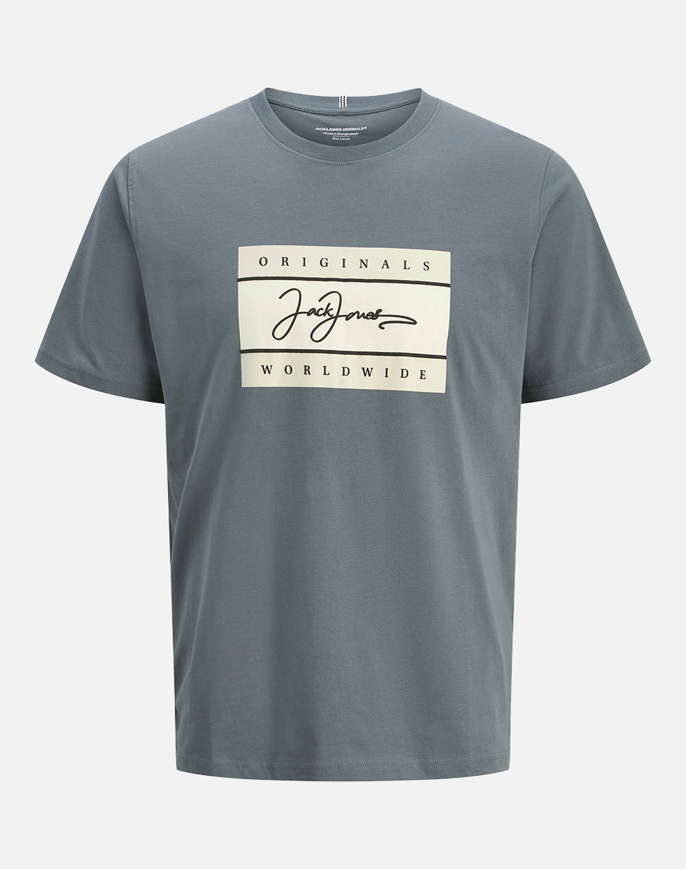 Jack&Jones Jorfrederiksberg Boxscript Tee Ss Sn Jnr Kids Boy Clothes T Shirts Gray Cotton 12278408 Stormy Weatherss25 Male T-Shirts