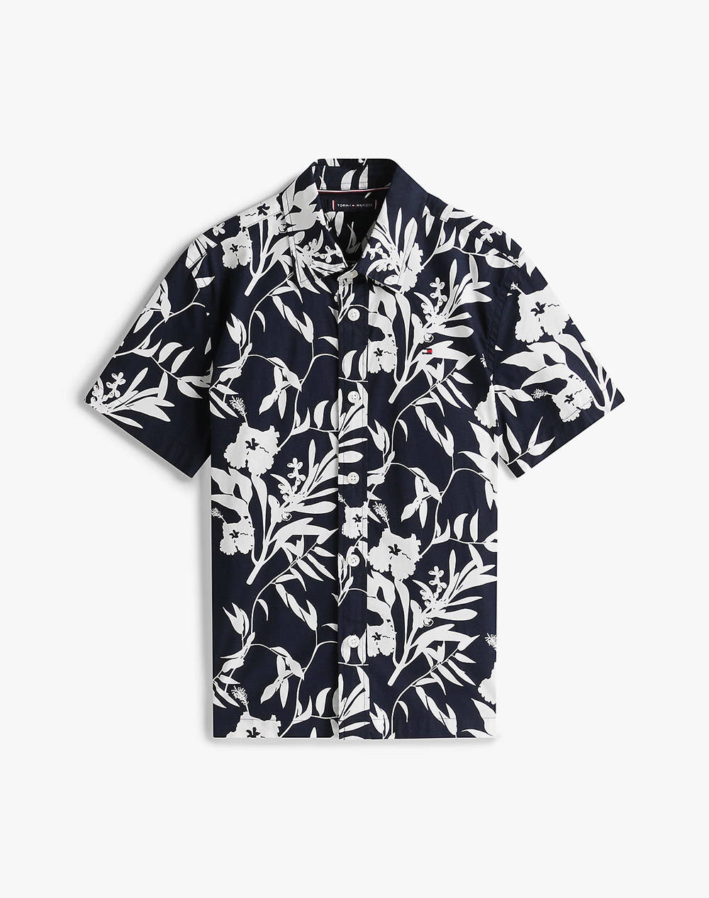 Tommy Hilfiger Stretch Poplin Printed Shirt Ss Kids Boy Clothes Shirts Multi Cotton,Elastic Kb0Kb09631 2Y 7Y 0Gy Male Shirts