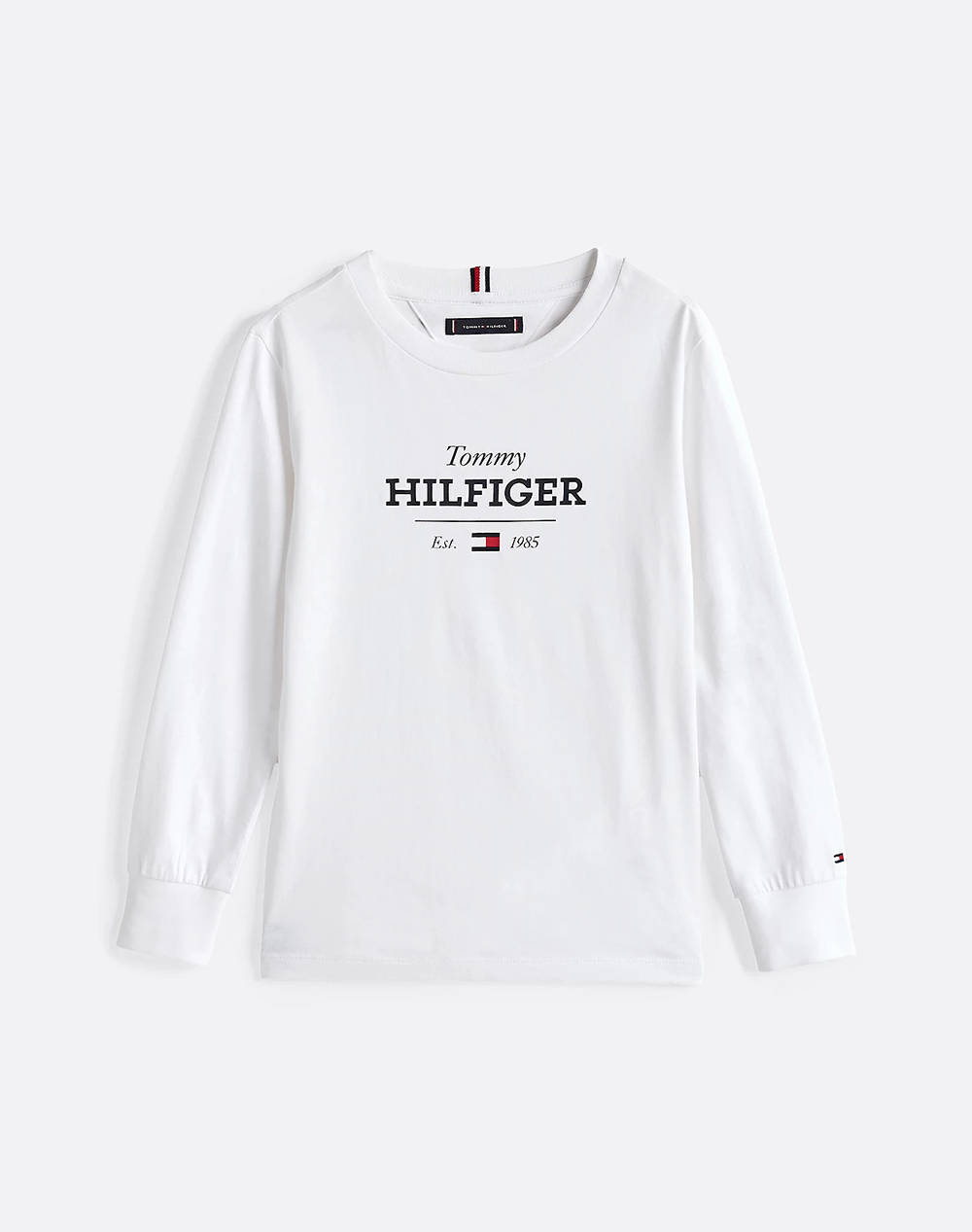 Tommy Hilfiger Monotype 1985 Reg Tee Ls Kids Boy Clothes T Shirts White Cotton Kb0Kb09633 8Y 16Y Ybr Male T-Shirts