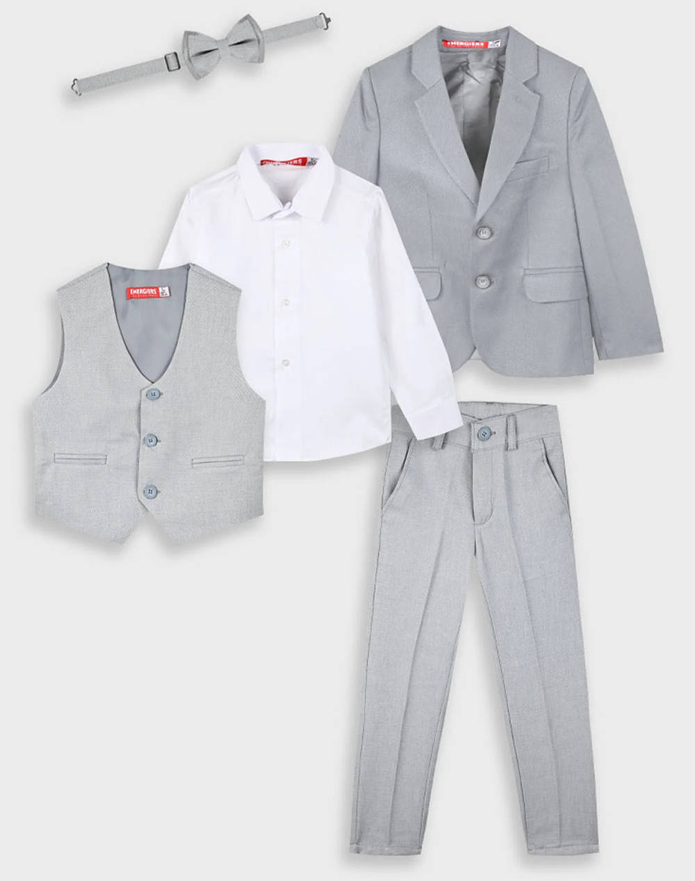 Energiers Suit Jacket+Pants+Vest+Bow Tie+Shirt Kids Boy Clothes Sets Gray Cotton,Synthetic 43 225093 0 013 Male Sets
