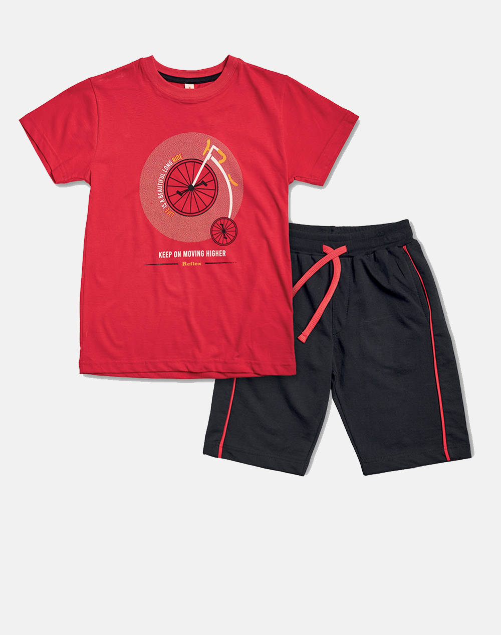 Reflex Set Printed Keep On Moving Kids Boy Sportswear Sets Red Cotton 73915 Κοκκινο Male Sets