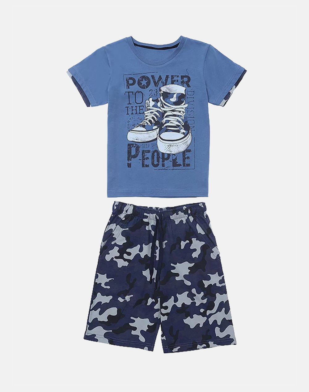 Matou Bermuda Shorts Set Kids Boy Kids Boy Sportswear Sets Indigo Cotton 1Gs25 Yza151 Indico Male Sets