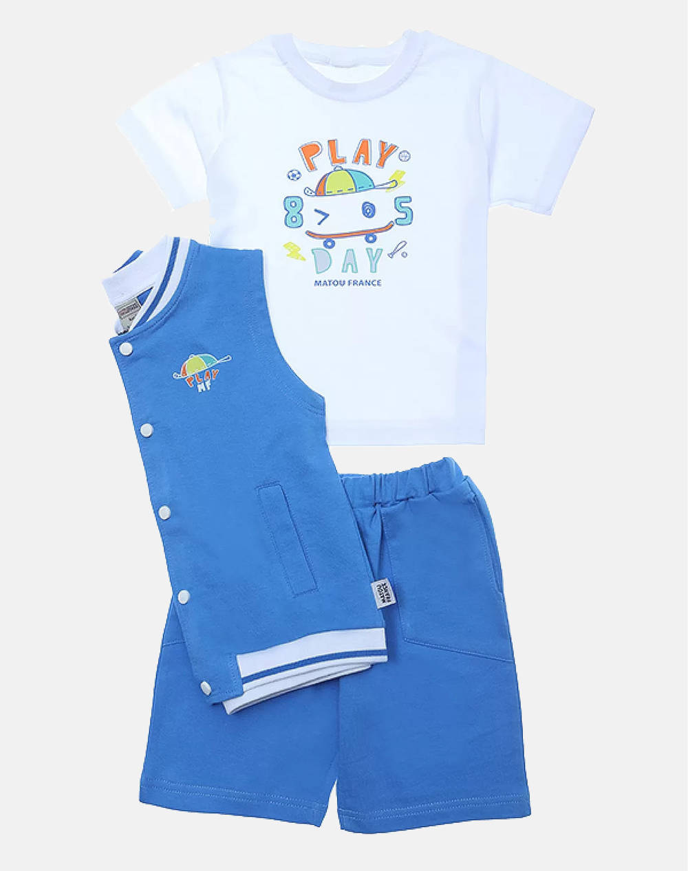 Matou Bermuda Shorts Set Kids Boy Kids Boy Clothes Sets Royalblue Cotton 1Gs25 Mfa4010 Roua Male Sets Blue