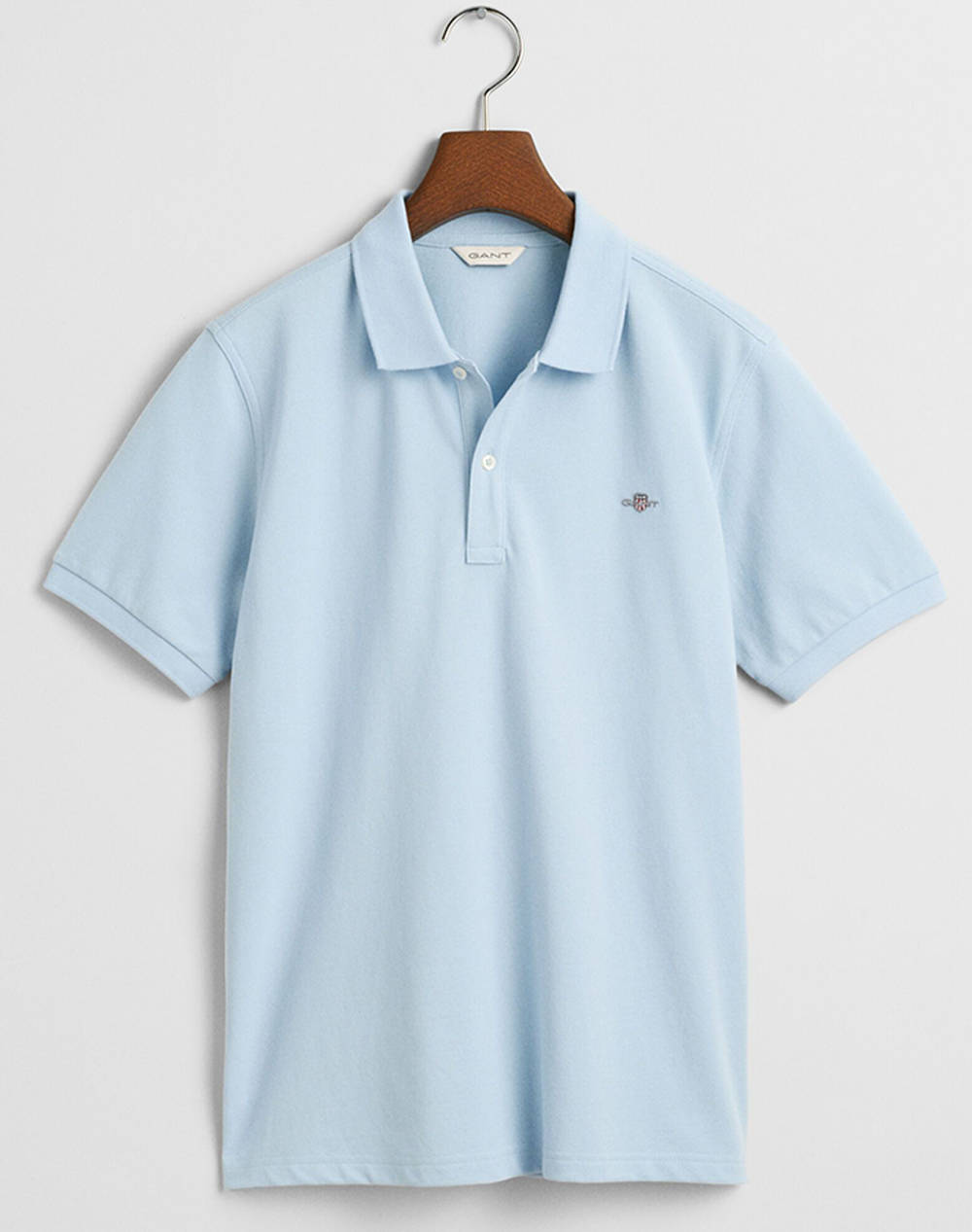 Gant Shield Ss Pique Shirt Kids Boy Clothes T Shirts Lightblue Cotton 3G902553 439 Unisex T-Shirts Blue