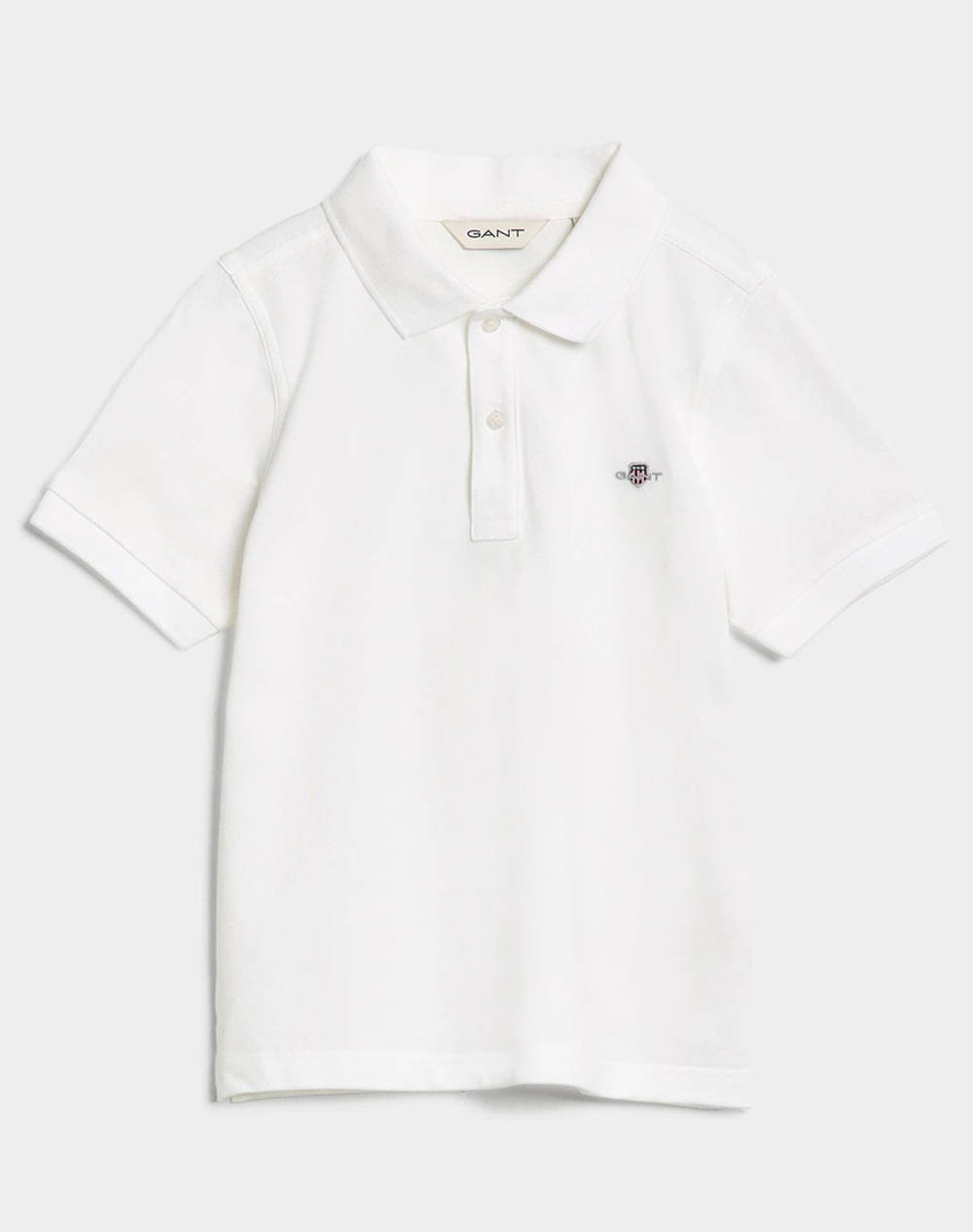 Gant Shield Ss Pique Shirt Kids Boy Clothes T Shirts White Cotton 3G802546 110 Unisex T-Shirts