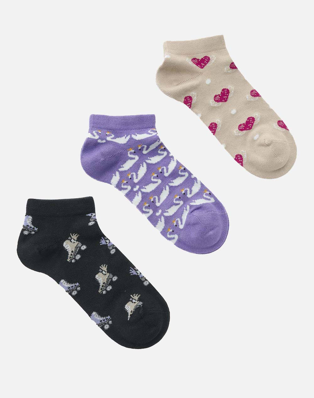 Walk Kids Bamboo Socks Low Cut Patterned Set Of 3 Pairs Kids Girl Underwear Socks Multi Elastic,Synthetic W1836 2 Multi Female Socks