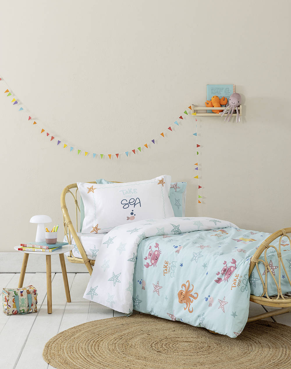 Nima Single Sheet Set Take Me To The Sea (Dimensions: 2 X 170X255 & 52X72Cm.) Home Bedroom Sheets One Color Cotton N34869 Sheets