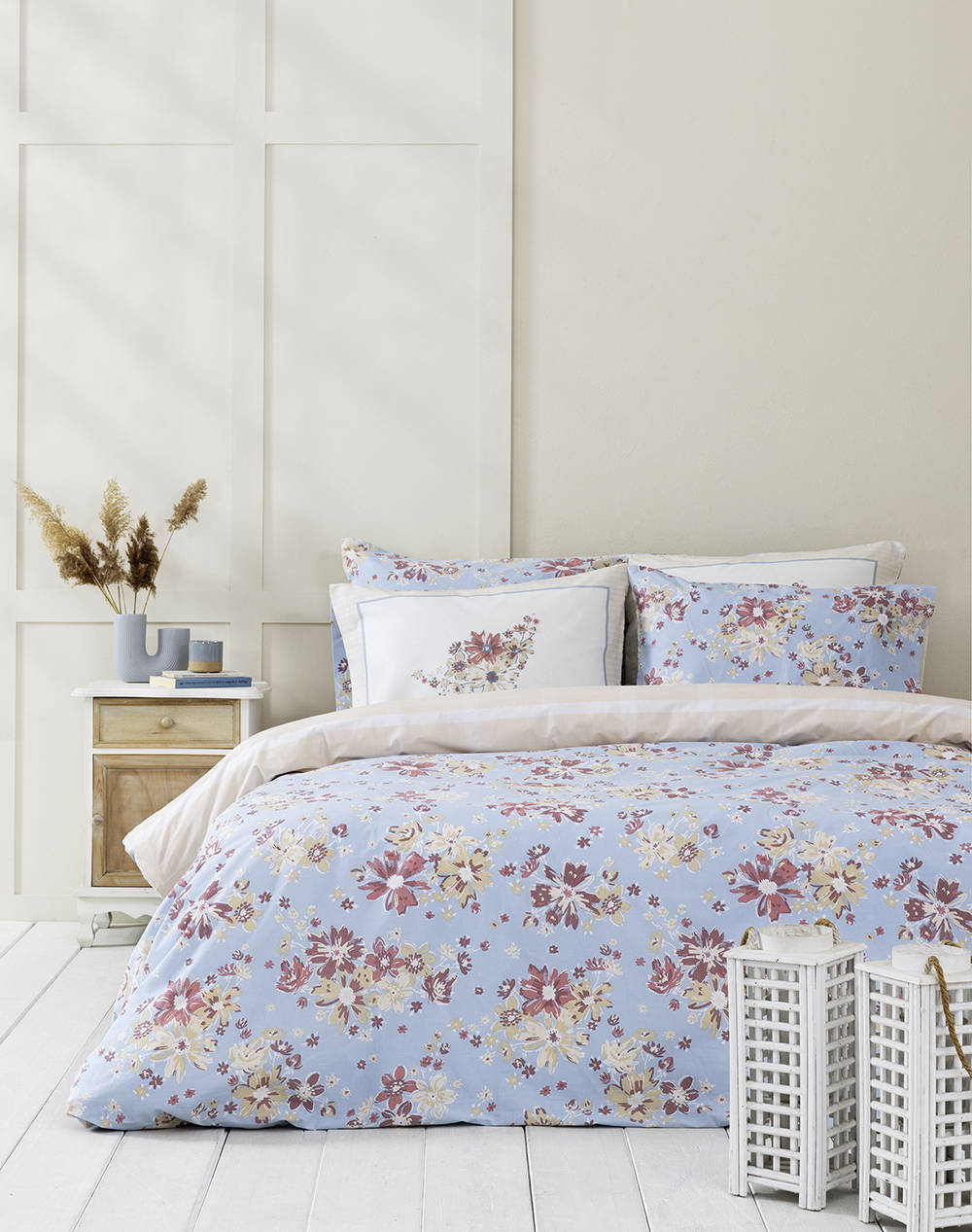 Nima Double Sheet Set Blume (Dimensions: 2 X 220X260 & 2 X 52X72Cm.) Home Bedroom Sheets One Color Cotton N34724 Sheets