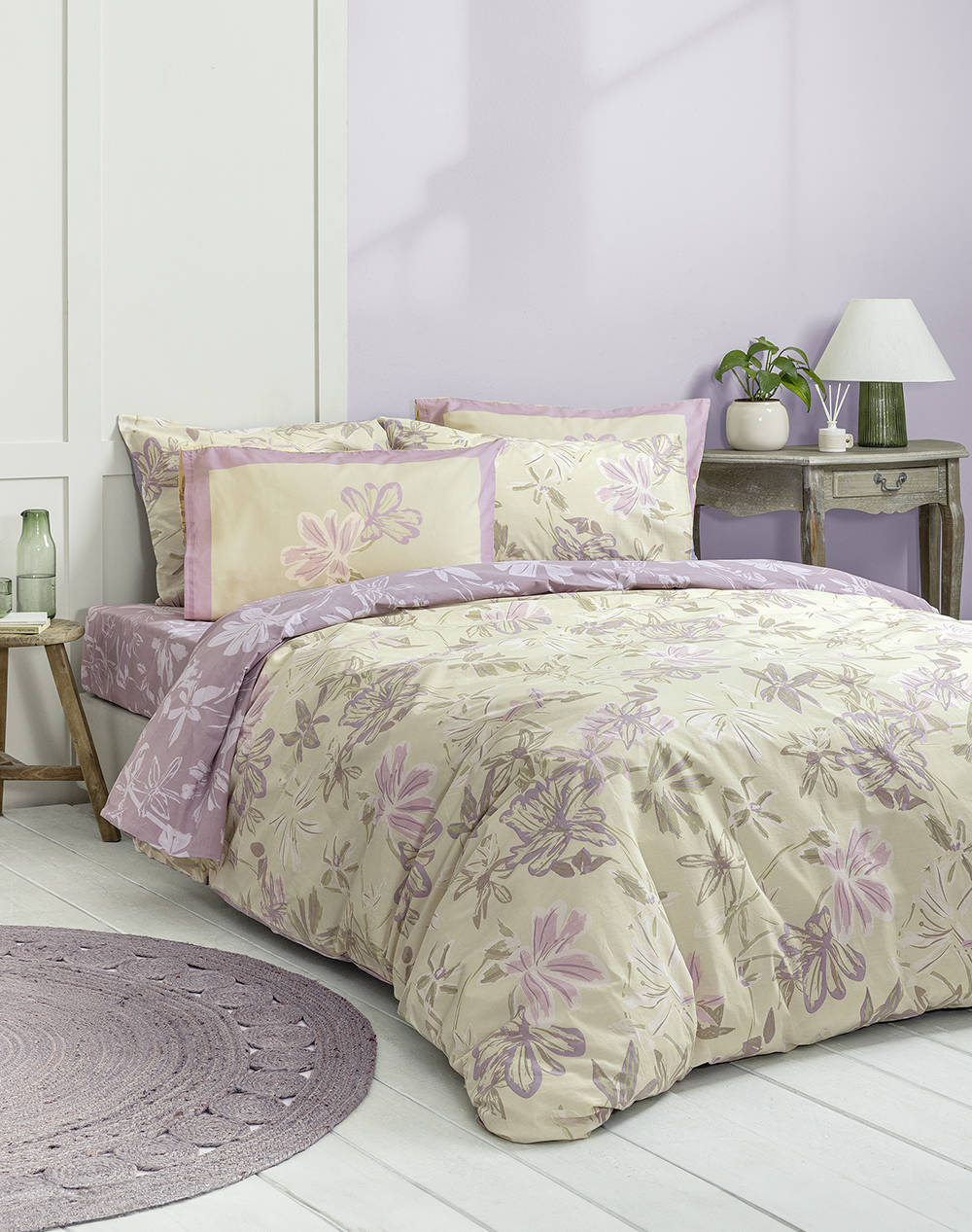 Nima King Size Sheet Set Tiare (Dimensions: 2 X 240X260 & 2 X 52X72Cm.) Home Bedroom Sheets One Color Cotton N34745 Sheets