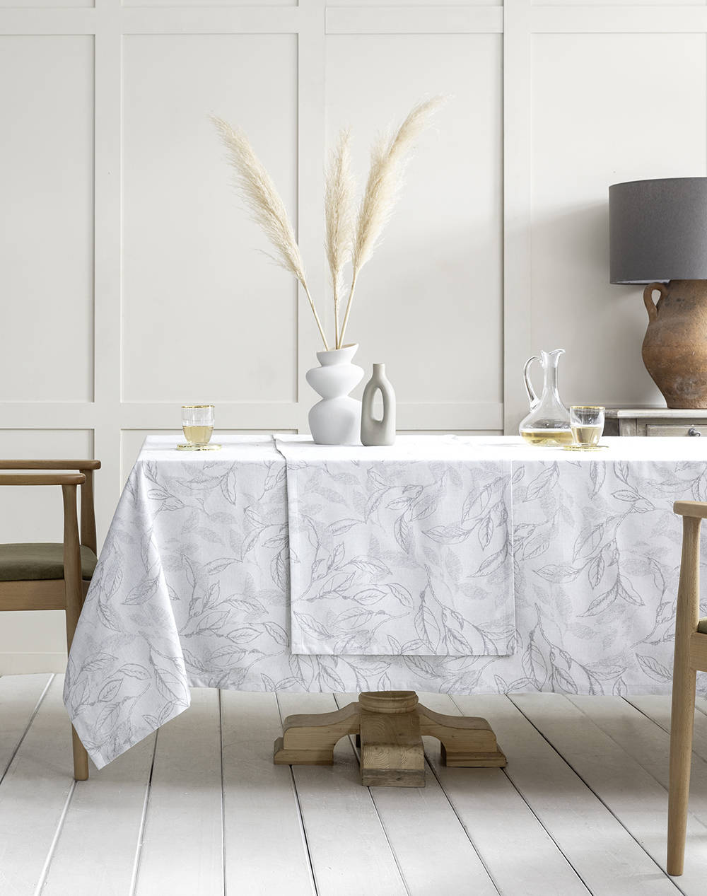 Nima Tablecloth Florelia Gray (Dimensions: 160 X 265Cm.) Home Kitchen Tablecloths One Color Cotton,Viscose,Synthetic N35238 Tablecloths