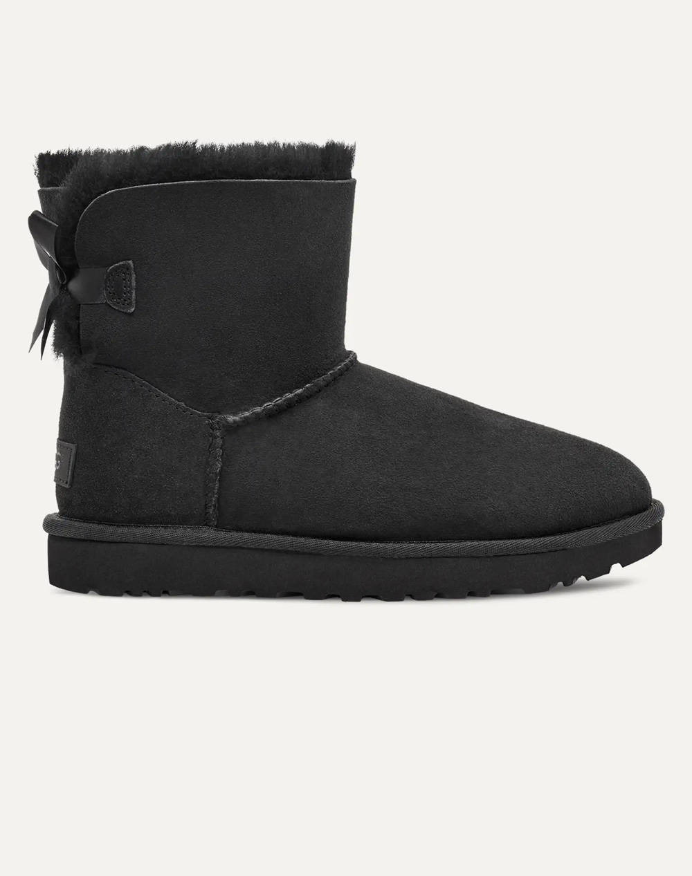 Ugg Mini Bailey Bow Ii Γυναικα Παπουτσια Μποτες/Μποτακια Black Δερμα 1016501 Blk