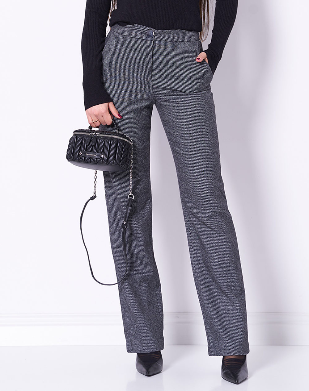 Armani Exchange Trouser Γυναικα Ρουχα Παντελονια Υφασματινα Darkgray Μαλλισυνθετικο Xw000723Af16146 M8049