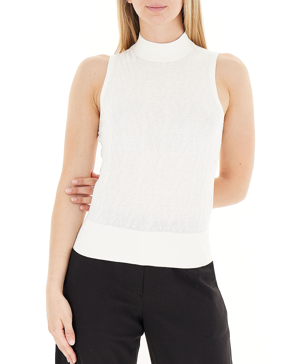 Armani Exchange Knit Top Γυναικα Ρουχα Μπλουζες Τοπ/Κορμακια Offwhite Βαμβακι,Βισκοζ,Μεταξι Xw001318af16619 F0060 - Koolfly