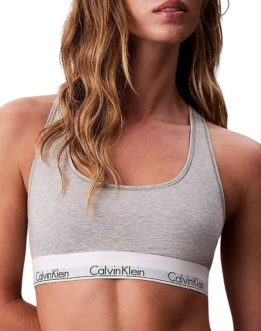 Calvin Klein Unlined Bralette Women Underwear Bras Lightgray Cotton,Elastic,Synthetic Lv00Qf8493 P7A Female Bras