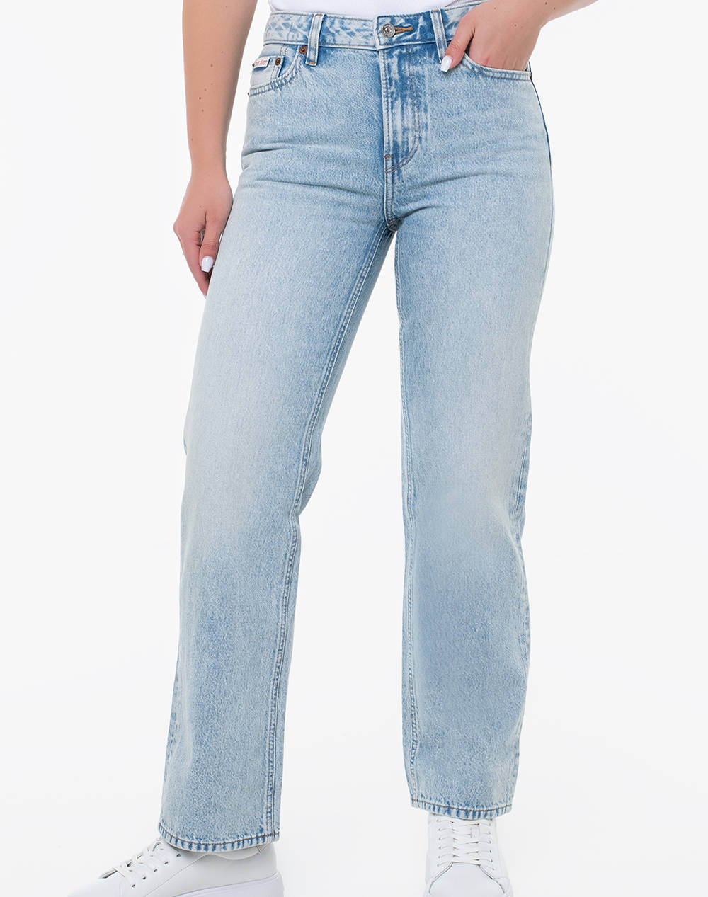 Calvin Klein Signature 90S Straight Lafayette Women Clothes Trousers Jeans/5P/Cargo Denimlightblue Cotton Lv147C700G 0I2Rg Female Jeans/5P/Cargo Blue