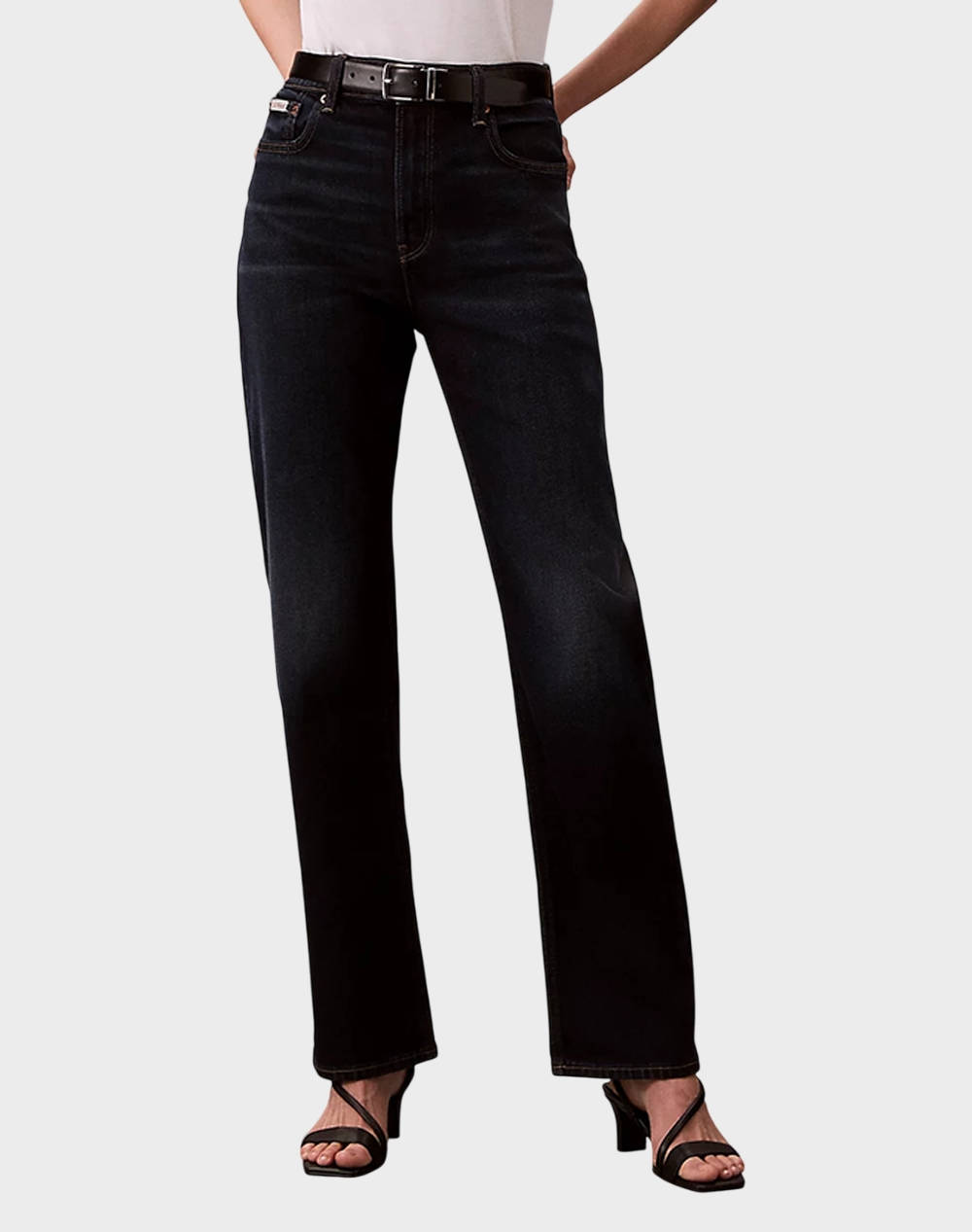 Calvin Klein Jeans High Rise Straight Oxbow Women Clothes Trousers Jeans/5P/Cargo Denimdarkblue Cotton,Elastic Lv047B911G Vs2Rg Female Jeans/5P/Cargo