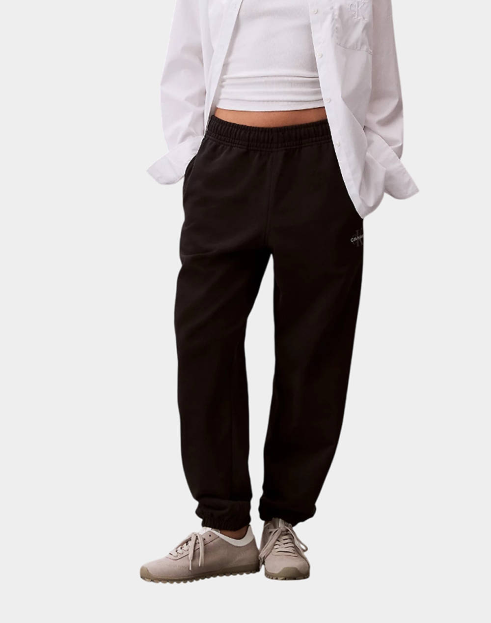 Calvin Klein Jeans Monologo French Terry Jogger Women Clothes Trousers Sweat Pants Black Cotton,Synthetic Lv047B235G Ub1 Female Sweat Pants Black