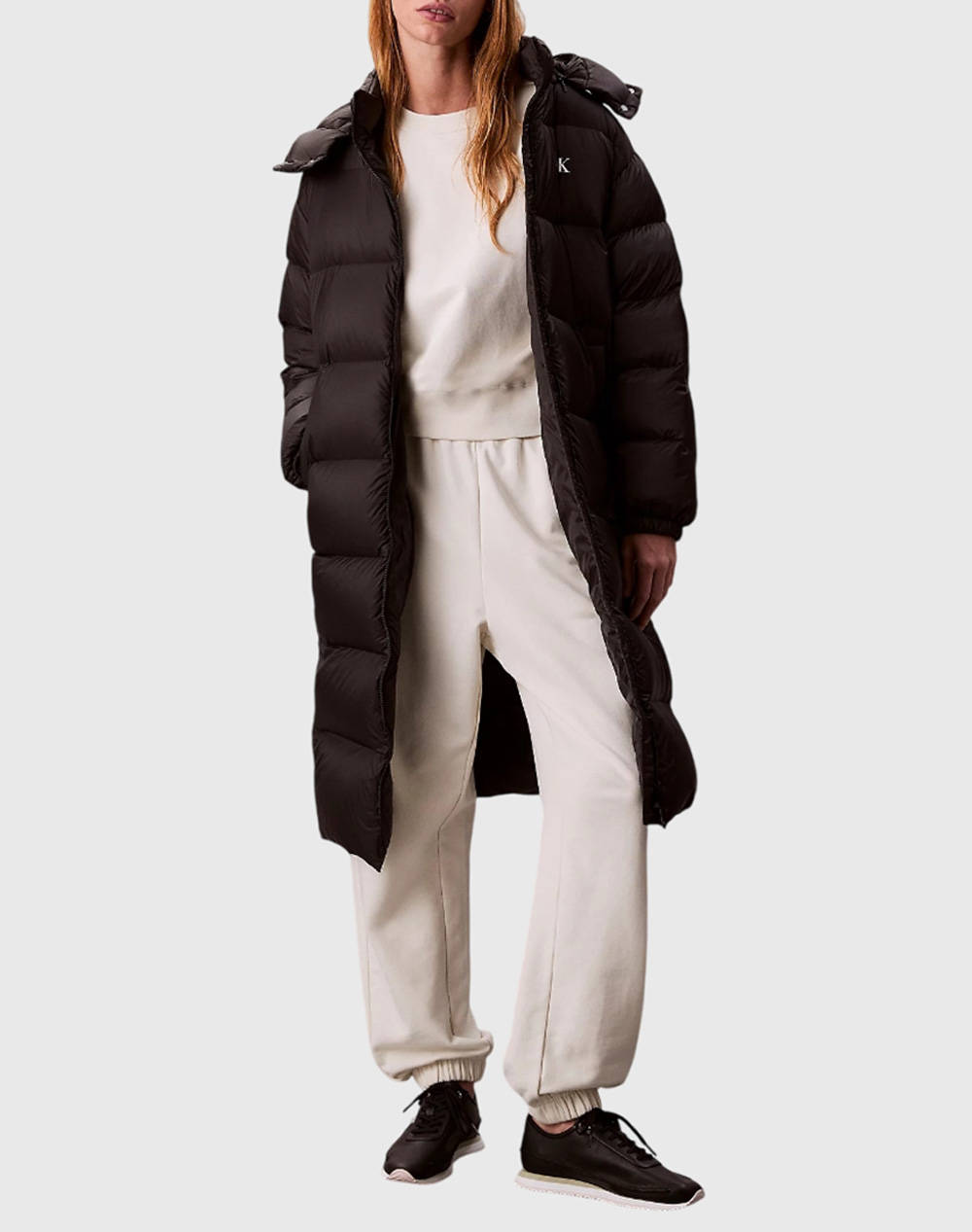 Calvin Klein Jeans Essential Midweight Long Puffer Women Clothes Outerwear Outerwear Jackets Black Synthetic Lv047D502G Ub1 Female Jackets Black